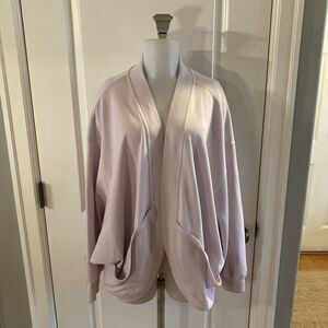 SWEATY BETTY CORA Pink Mauve‎ Organic Cotton SWEATSHIRT Cardigan -Size XL